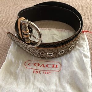NWT Coach Signature Belt Brown Tan, Size M
